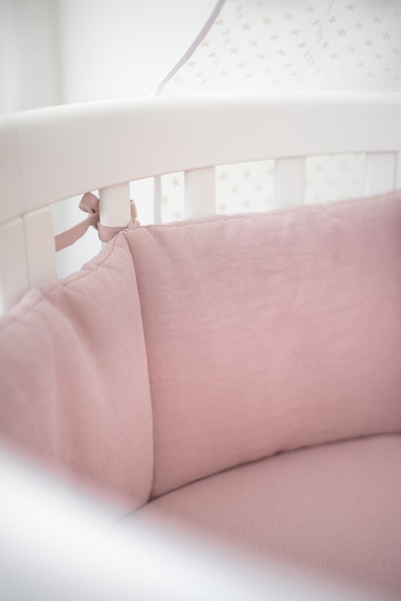 Pink Linenflax crib bumpers cot bumper 4 side soft Etsy