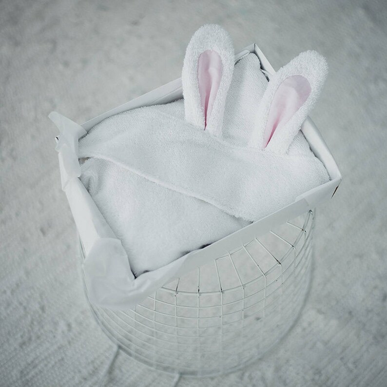 Hooded Baby Bunny Towel White Newborn Towel With Ears Baby Etsy Canada