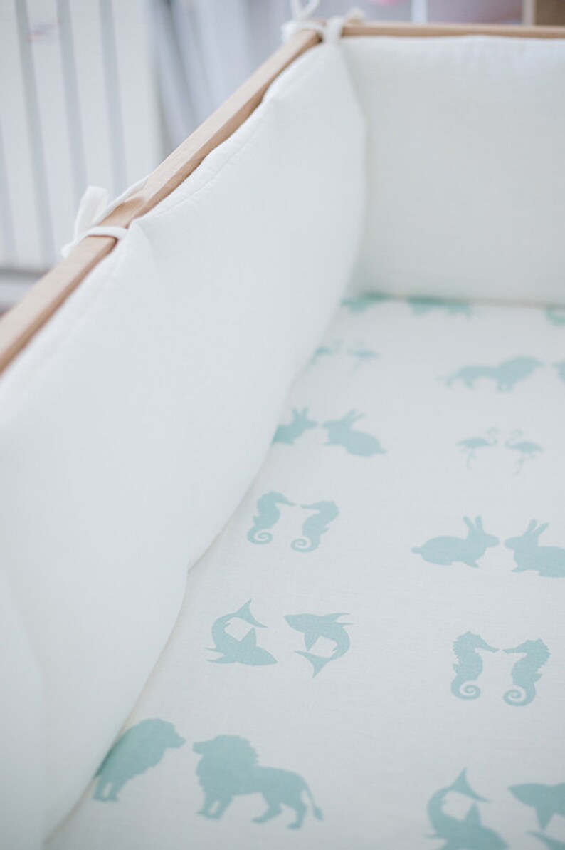 Linenflax crib bumpers 4 side white cot bumper bumper Etsy