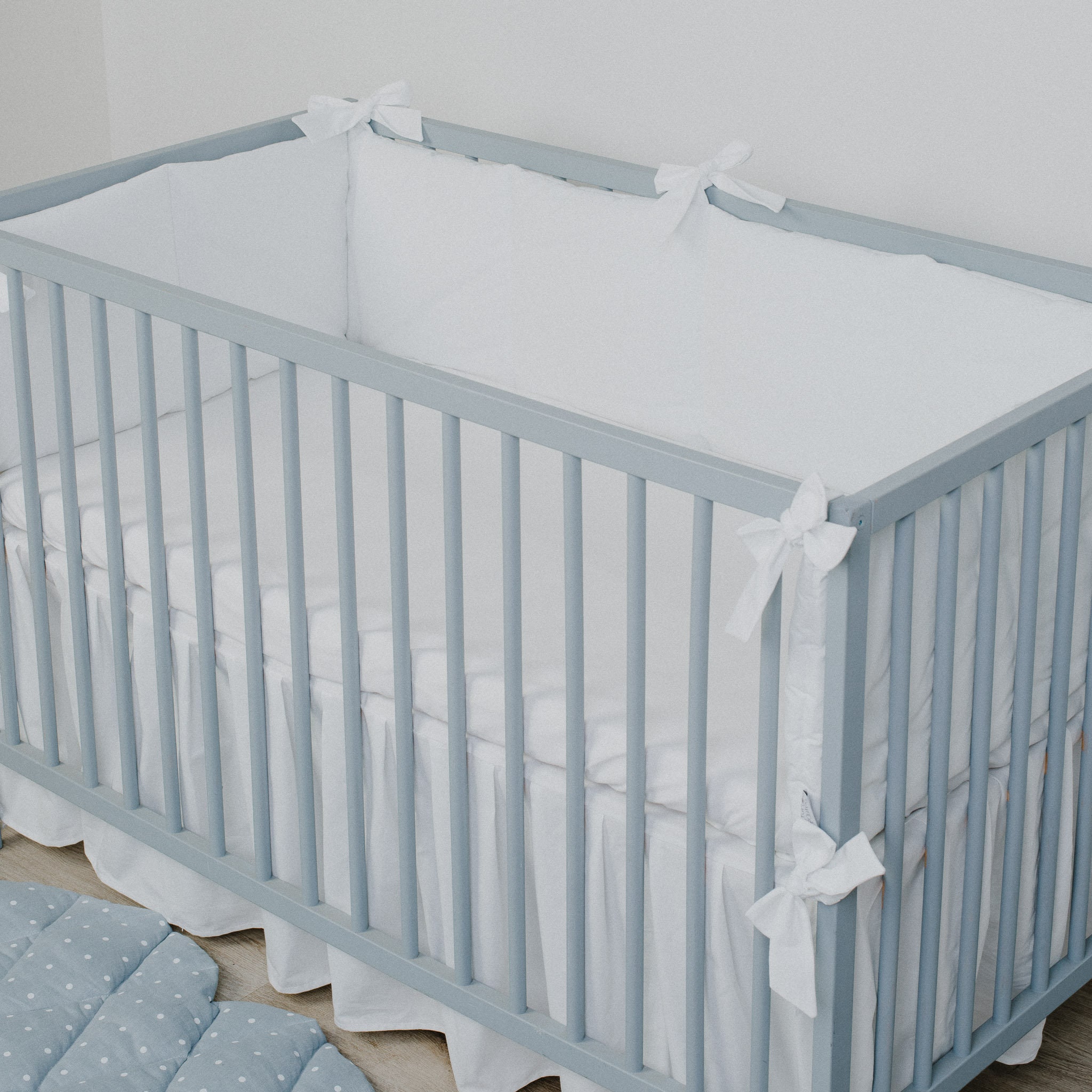 White Crib Bumper Pad for Crib in Neutral Nursery Literie Etsy