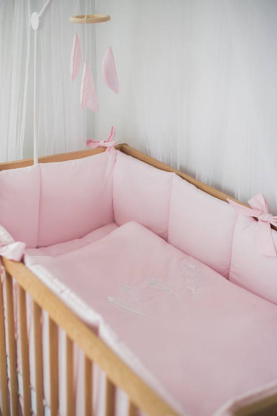 Pink Girl Nursery Crib Bumpers Cot Bedding Crib Guard Etsy