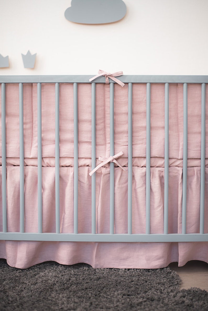 Pink Linenflax crib bumpers cot bumper 4 side soft Etsy