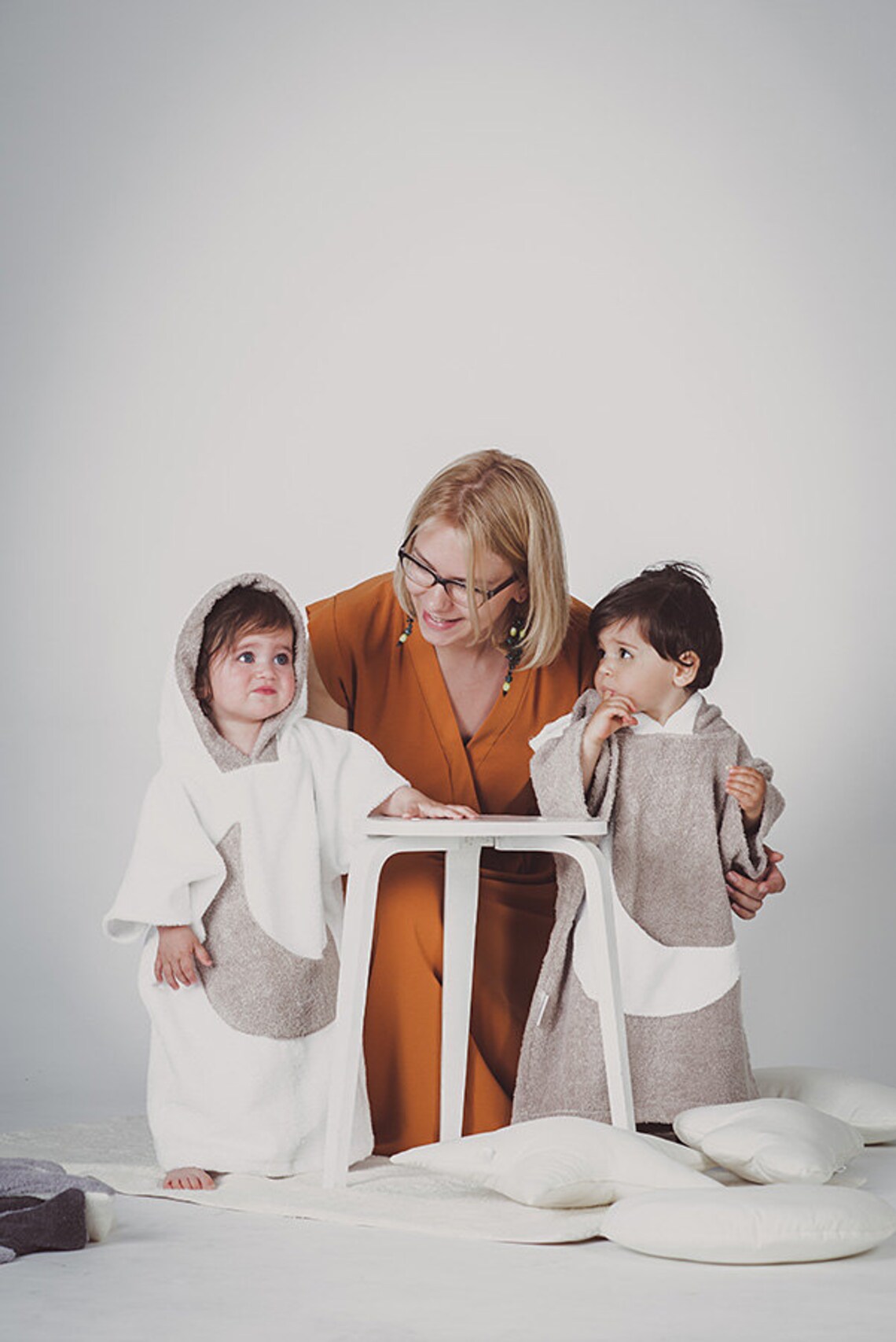 Kids Beach Cover up Moon Pocket white Brown Toddler Bathrobe Etsy