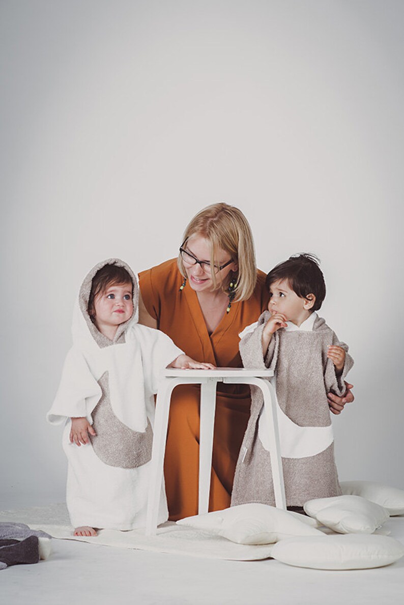 Kids beach cover up Moon pocket White brown Toddler bathrobe Etsy