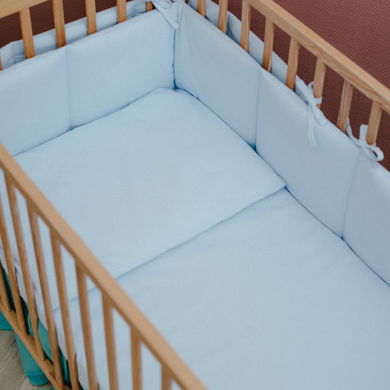 Blue bumper pad for crib baby cot bumper with ties Etsy