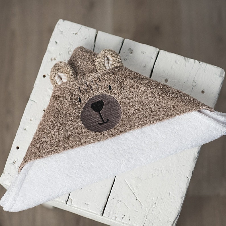 Teddy Bear Hooded Baby Towel Unisex White Newborn Towel With Etsy
