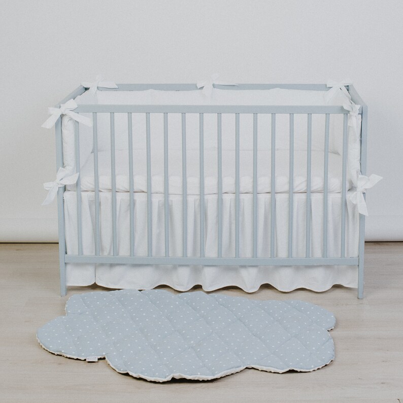 White Crib Bumper Pad for Crib in Neutral Nursery Literie Etsy