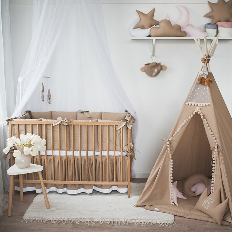 Brown Baby Nursery Bumper Baby Bedding Crib Guard Brown Etsy