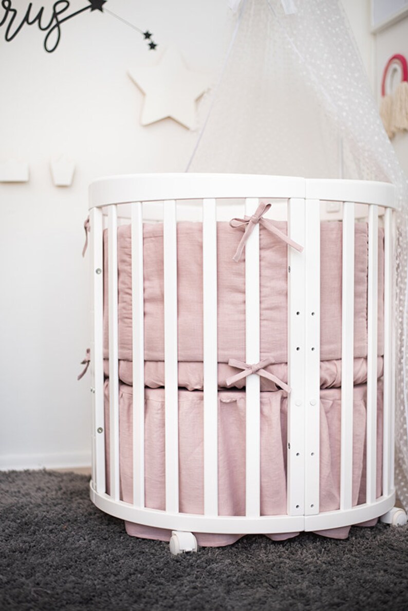 Pink Linenflax crib bumpers cot bumper 4 side soft Etsy