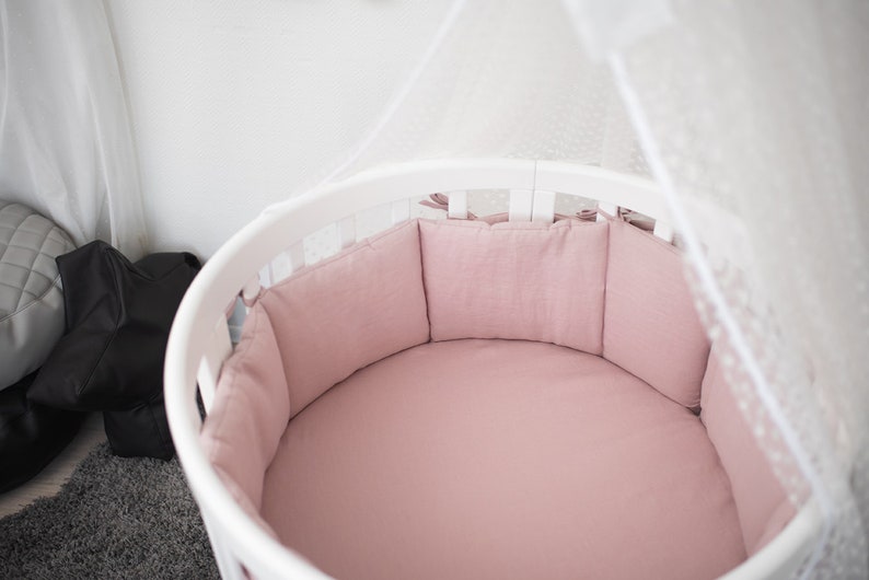 Pink Linenflax crib bumpers cot bumper 4 side soft Etsy