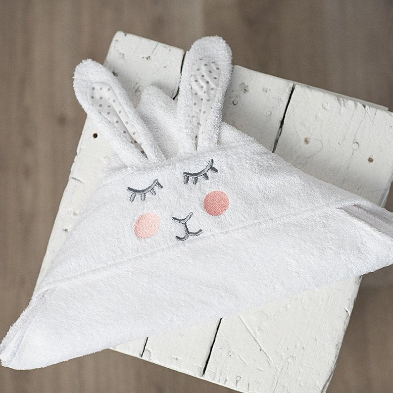 White Hooded baby bunny towel white newborn towel with ears Etsy
