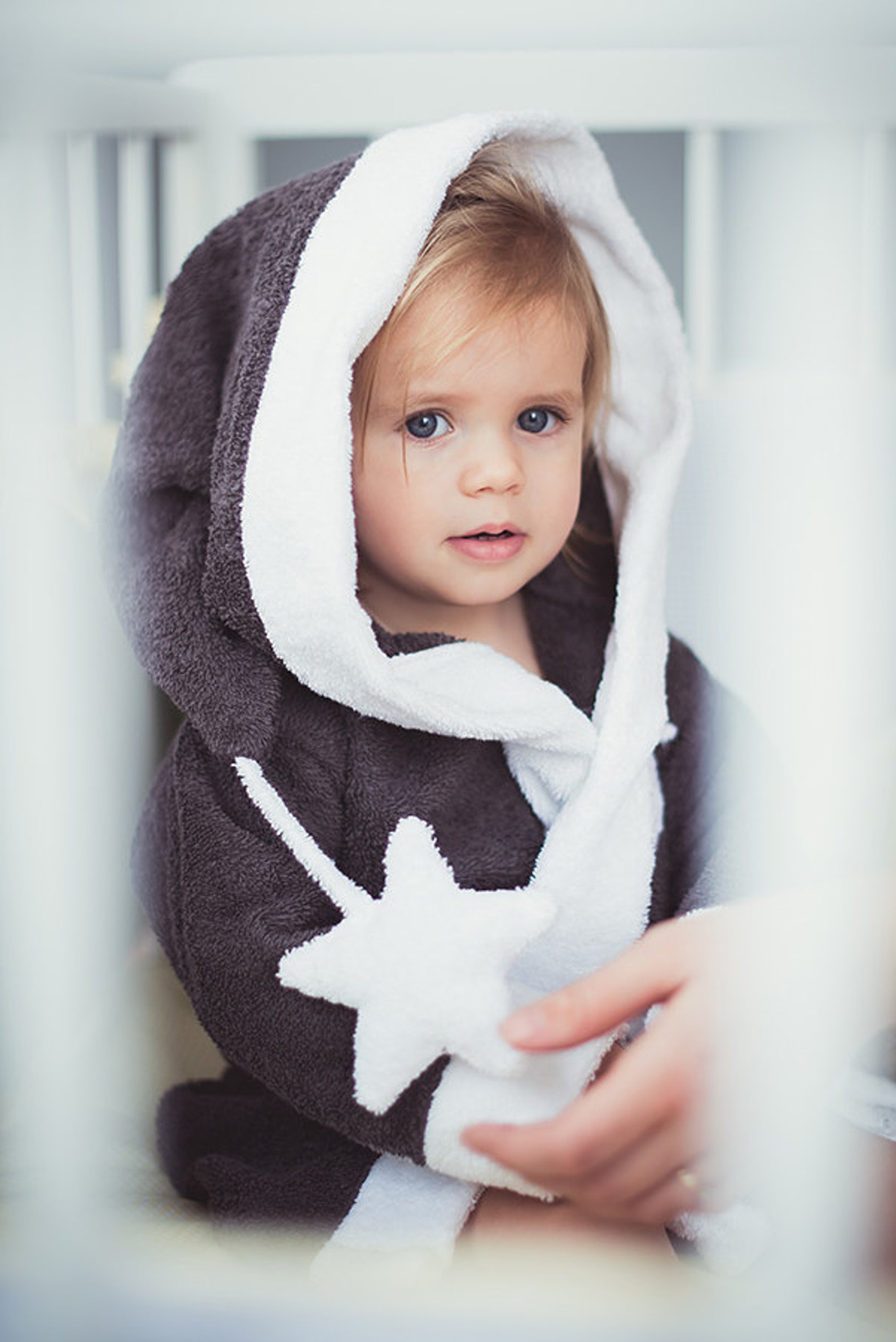 Childrens Robes Gray Star Lounge Robe Toddler Bathrobe Etsy