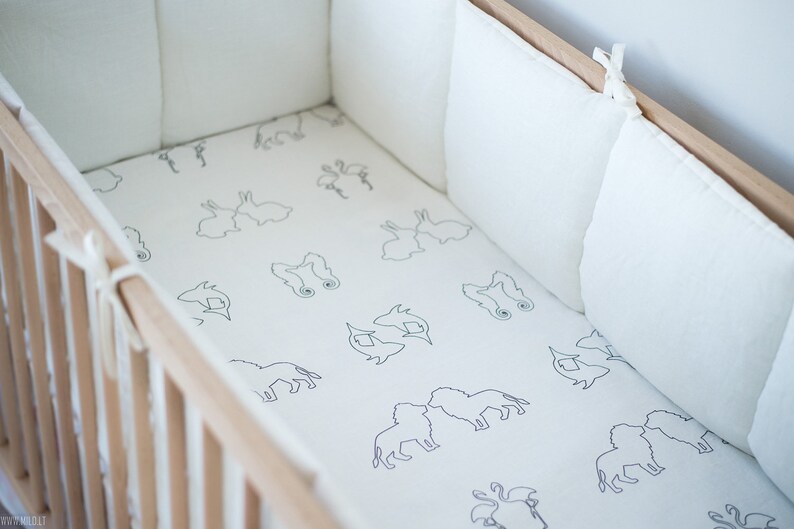Linenflax crib bumpers 4 side white cot bumper bumper Etsy