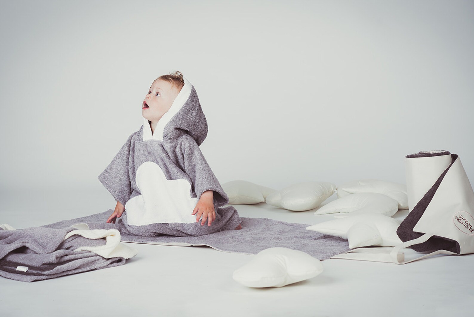 Kids Beach Cover up Cloud Pocket White Gray Toddler Bathrobe Etsy