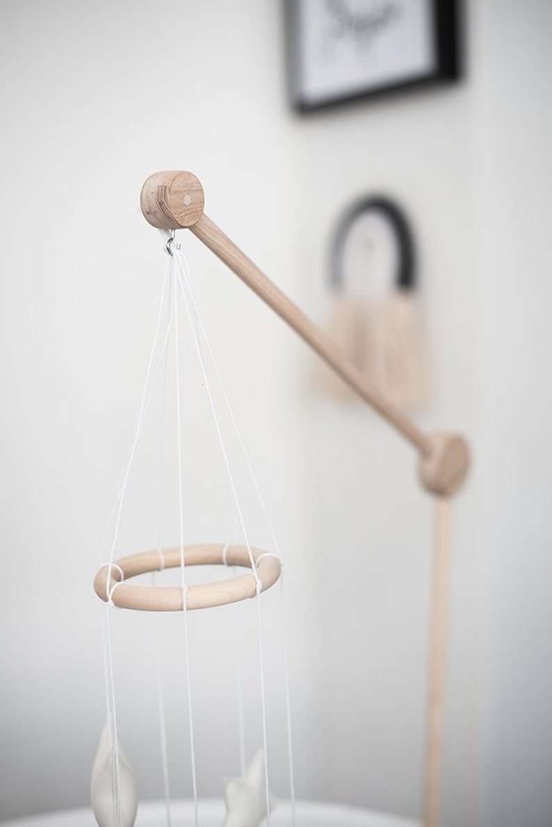 Natural Wood Crib Mobile Arm Wooden Hanger Baby Image 0