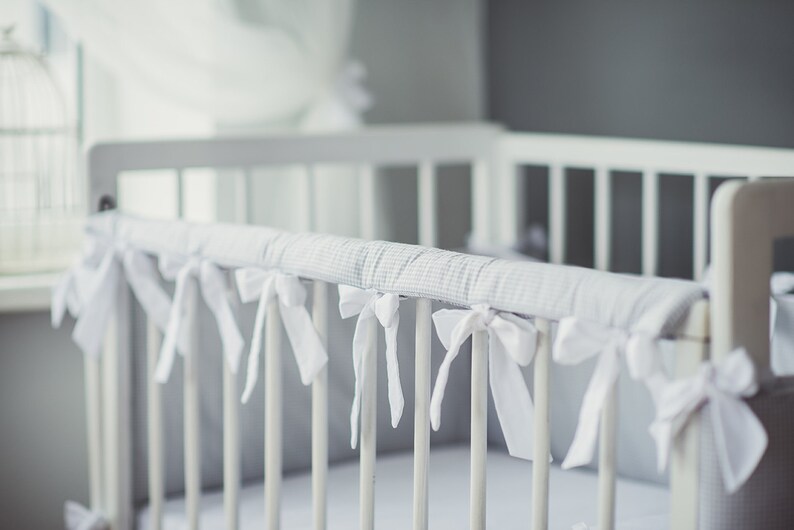 Crib rail cover Teething guard white gray Custom size color Etsy