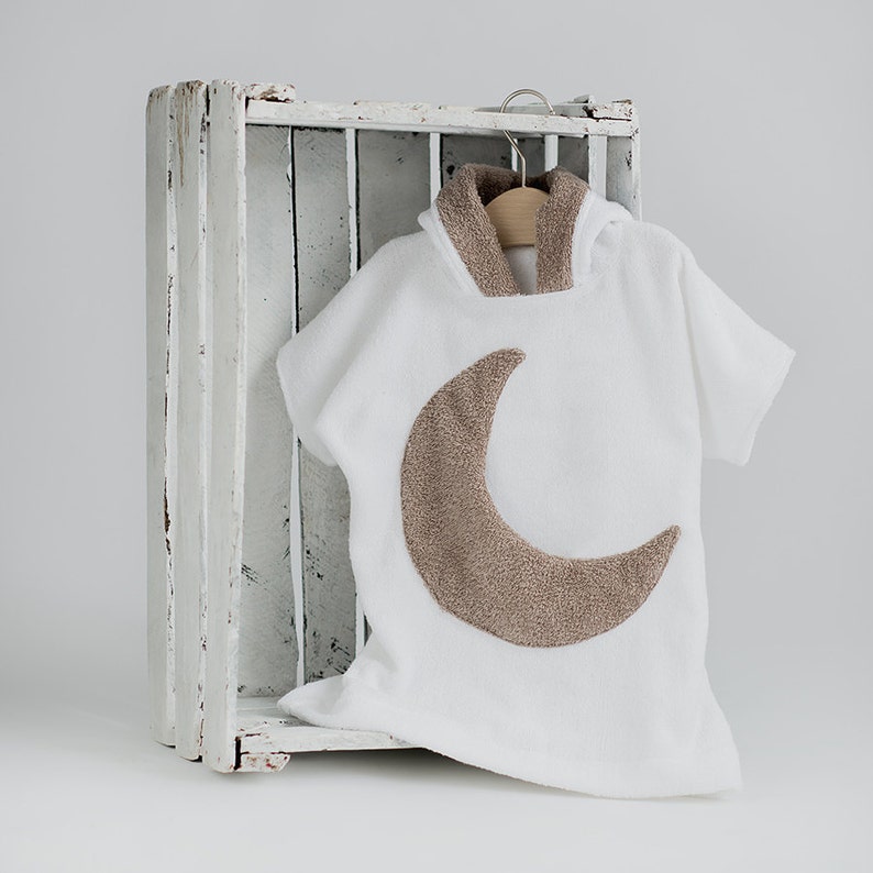 Kids beach cover up Moon pocket White brown Toddler bathrobe Etsy