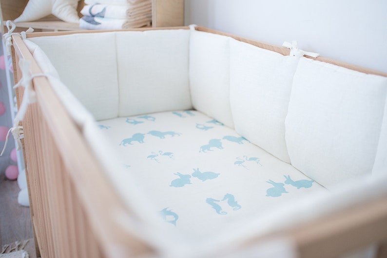 Linenflax crib bumpers 4 side white cot bumper bumper Etsy