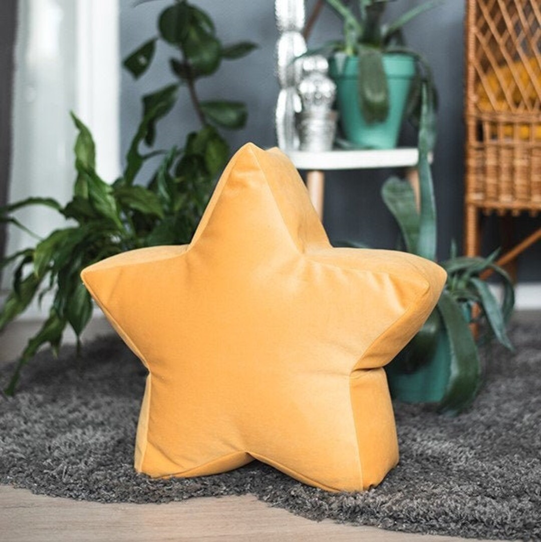 Mustard Velvet Star Bean Bag Chair Toddler Nursery Floor Etsy