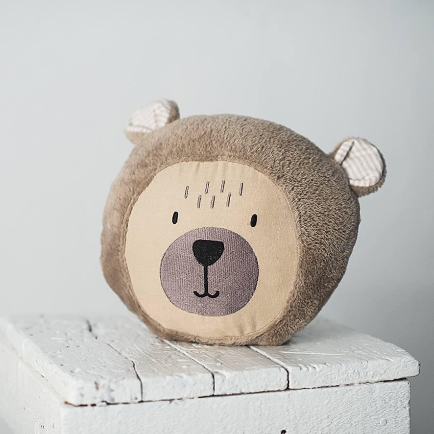 Soft Teddy Bear Pillow Neutral Baby Nursery Decor Brown Etsy UK