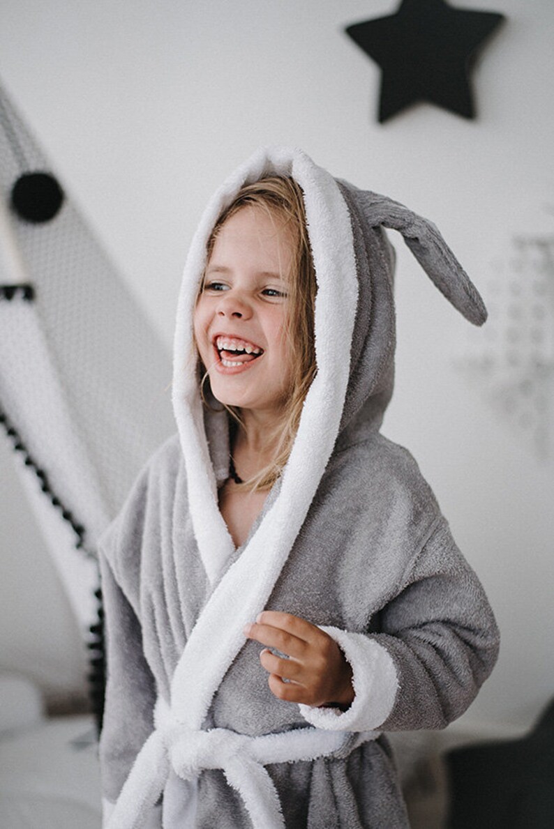 Toddler Bathrobe With Bunny Hood Hooded Robe for Kids Soft Etsy