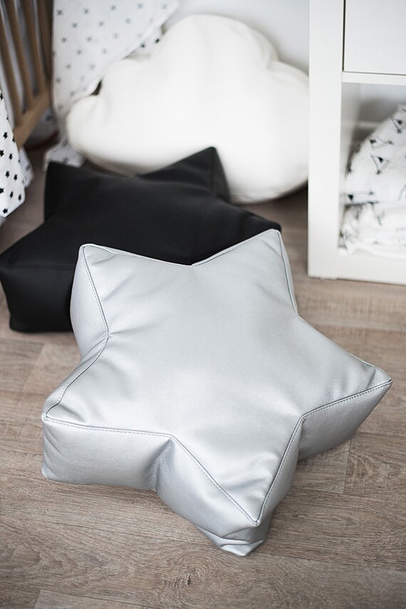 Silver Leather Star Bean Bag Chair Toddler Nursery Floor Etsy