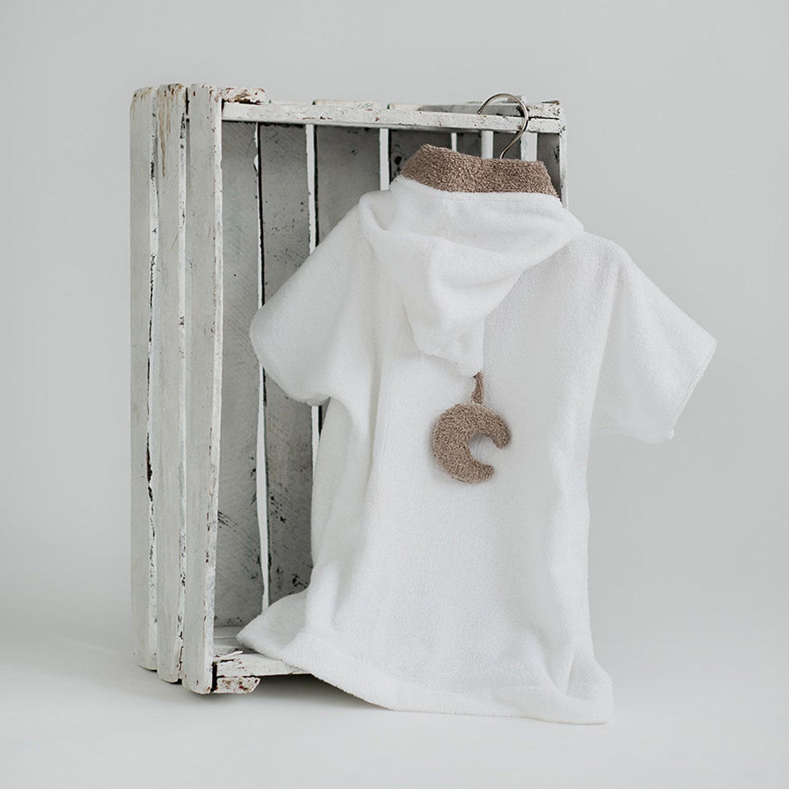 Kids Beach Cover up Moon Pocket white Brown Toddler Bathrobe Etsy