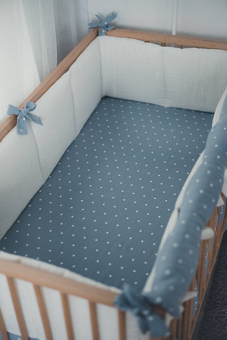 Linen flax crib bumpers white cot bumper all around cot Etsy