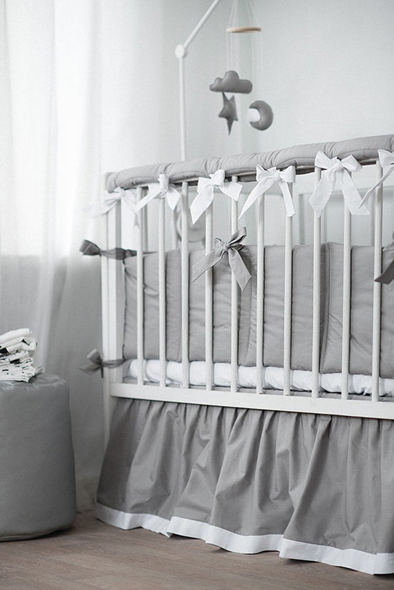 Cot sheet fitted with elastic Grey minimalistic baby crib fitted sheet