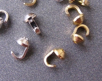 Pointe de crochet en or massif • Or jaune/blanc 14 carats / 18 carats • Cupule de 2,50 mm • Embouts à sertir pour enfiler des bijoux en perles de pierres précieuses