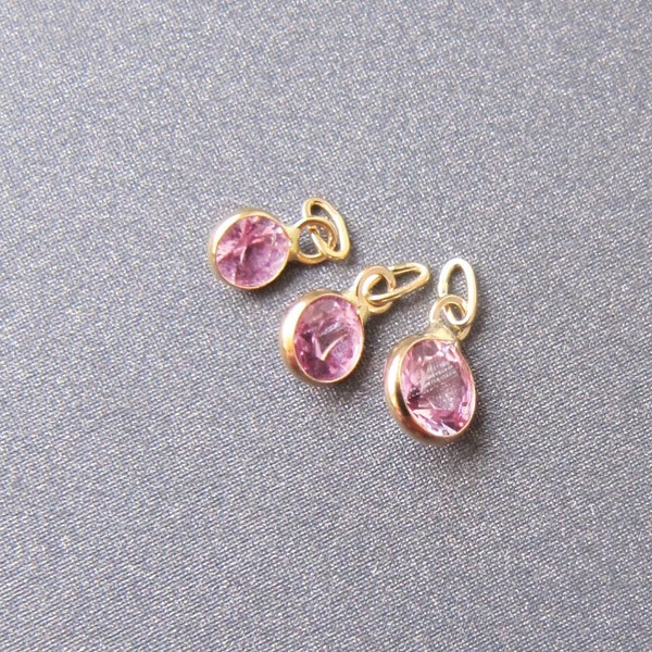 Pink Sapphire 14k Gold Charm • 2.50 / 3 / 3.50mm SMALL Charms • TINY 1.30x2.30mm Ring With 1x1.75mm Hole • Vibrant Sparkling Pink • Pretty