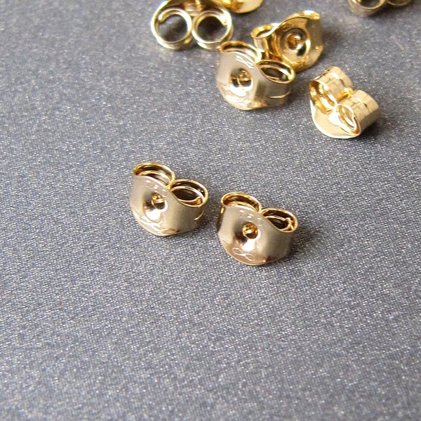 18K Gold Scroll Backs for Stud Earrings • 1 Pair • Small 3x5mm •For 0.66-0.76mm Posts • Replacement Butterfly Ear Nuts • Solid 18 Carat Gold