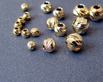 14k gouden gefacetteerde ronde kraal • 2 mm 3 mm 4 mm 5 mm 6 mm 8 mm • Stevige kralen Geschikt voor armbanden • Sprankelende afwerking • Echt 14 karaat goud 585