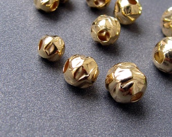 Gold gefüllte gehämmerte runde Perle • 3mm 4mm 5mm 6mm • Fancy Sphere Ball Rondelle Spacer Perlen • Modernes, zeitgenössisches Design