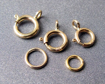 18k Gold Spring Ring Clasp • 5 / 5.50 / 5.90 / 7mm • Open / Closed Eyelet • Solid 18 Carat Gold • Optional Extra Ring (Buy separately)