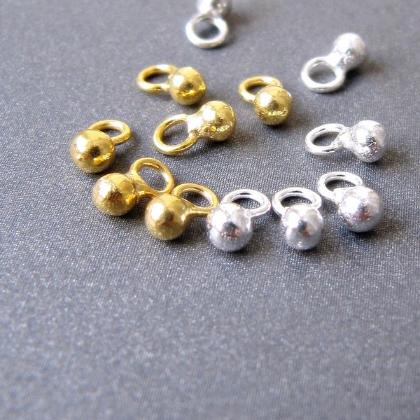 Silver Gold Vermeil Ball Charm (10) • 2.50x5mm • 2.70mm Ring with 1.70mm hole • Cute Petite Charms