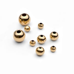 10k Gold Beads • 2mm 2.50mm 3mm 4mm 5mm • Solid 10 Carat Yellow Gold • Shiny Ball Sphere Round Bead • Lightweight / Not for Bracelets