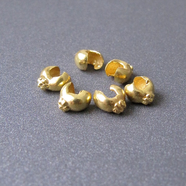 18k Gold Decorative Crimp Bead Cover • 2mm / 3mm • Tiny Flower Accent • Solid 18 Carat Gold • Handmade Crimp Covers