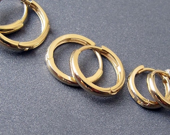 18k Gold Hoop Earrings • 11mm 13mm 15mm 19mm X 2mm Wide • Single