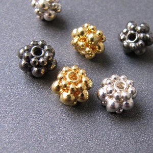 Silver spacer beads • 4-4.50x5mm • Gold vermeil / Silver / Black • Granulated rondelles • Bali balinese silver beading supplies