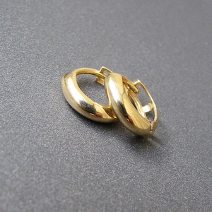 18k Gold 3mm Hoop Earrings • 11mm 13mm 15mm 20mm x 3mm • Single Earring / Pair • Solid 18 Carat Gold • Bold Sleeper Huggies Hoops
