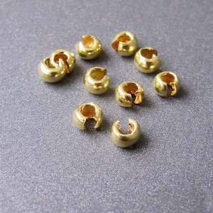 18k Gold Crimp Bead Cover • 2m / 3mm • Solid 18 Carat Yellow Gold • Handmade • Stringing Jewellery Findings • Crimp Covers