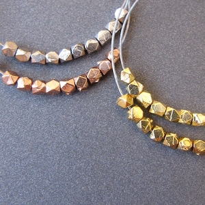 Solid Gold Heavy Cube Spacer Bead • 20k / 14k Yellow Rose White Gold • 1.90x1.70mm • Small • Handmade Faceted Nugget