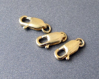10k Gold Trigger Lobster Clasp • 7mm 8mm 10mm 11mm 13mm Choose size • Solid 10 Carat Gold • Open Jump Ring