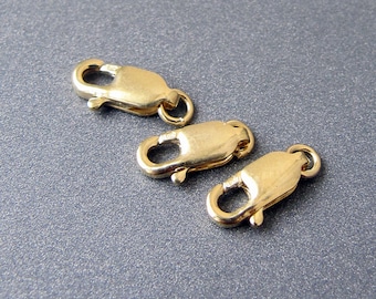 10k Gold Trigger Lobster Clasp • 7mm 8mm 10mm 11mm 13mm Choose size • Solid 10 Carat Gold • Open Jump Ring