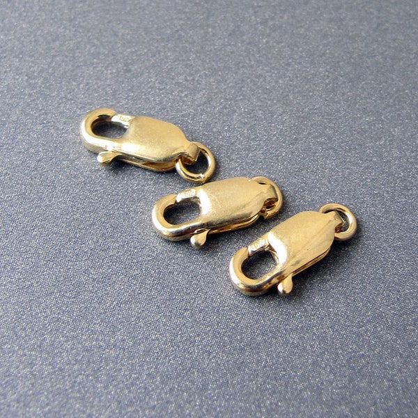 10k Gold Trigger Lobster Clasp • 7mm 8mm 10mm 11mm 13mm Choose size • Solid 10 Carat Gold • Open Jump Ring