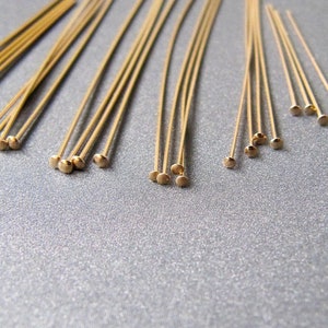 14k Gold Flat Headpin • 24ga 26ga • 1 / 1.5 /2 inches • Solid 14 Carat Yellow Gold • Flat Top Head Pins • Jewellery making supplies