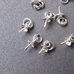 Silver Bail with extra 2.8mm Jump Ring • Fluted 4mm Cup • Sterling silver 925 • For Half Drilled Bead • Pendant dangle cap