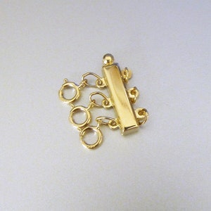 14k Yellow / White Solid Gold Necklace Detangler • 16x4mm / 21x4mm Bar • 2 / 3 / 5 Rows • Separator Divider Clasp to Untangle Layered Chain