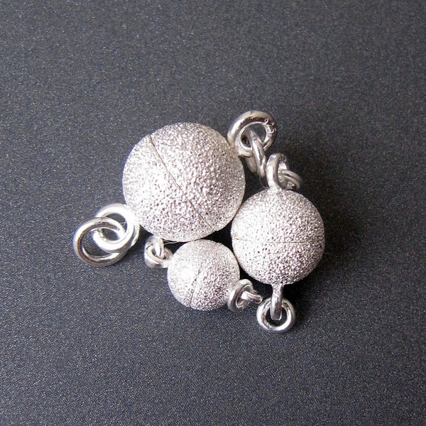 Magnetic Ball clasp • 6mm 8mm 10mm • Sparkling Star Dust • Sterling silver 925 • Very Strong